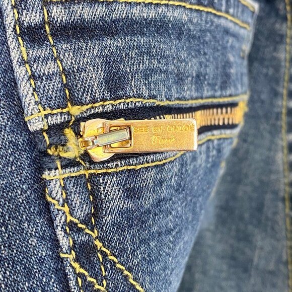 See By Chloe Blue Medium Wash Straight Leg Jeans | Size 27 - Picture 8 of 12